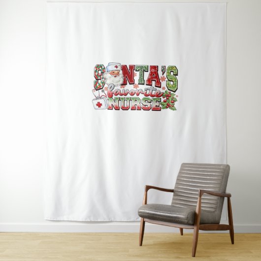 Santa's favoriete verpleegster, vrolijke verpleegs wandkleed (In situ)