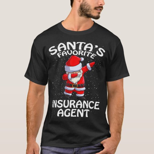 Santas Favoriete Verzekeringsagent Kerstmis T-shirt (Voorkant)