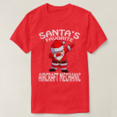 Santas Favoriete Vliegtuig Mechanic Christmas T-shirt (Design voorkant)