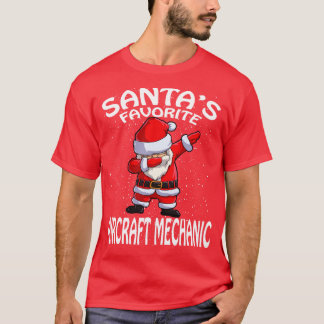 Santas Favoriete Vliegtuig Mechanic Christmas T-shirt