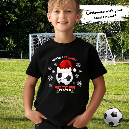 Santa's favoriete Voetballer Kinder Kerstmis T-shirt