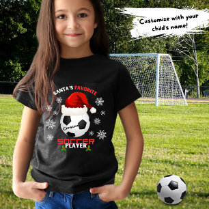 Santa's favoriete Voetballer Kinder Naam Kerstmis T-shirt