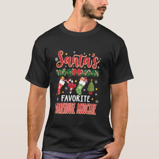 Santa's Favoriete Warehouse Associate Santa Hat Xm T-shirt (Voorkant)