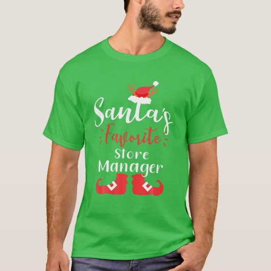 Santa's Favoriete Winkelmanager klapt kerstfeest z T-shirt (Voorkant)