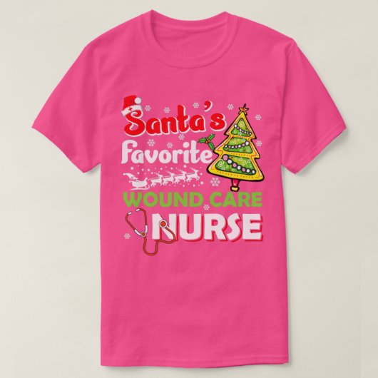 Santas Favoriete Wondzorg Verpleegster Kerstmis T-shirt (Design voorkant)