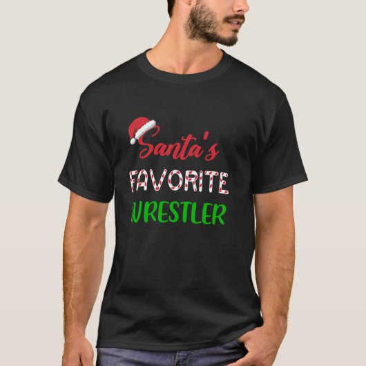 Santas Favoriete Wrestler Grappig Wrestling Kerstm T-shirt (Voorkant)