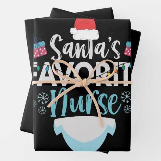 Santa's favoriete zuster Funny Kerstverpleegster Inpakpapier Vel (In situ)