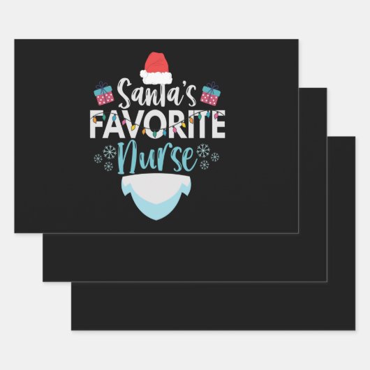 Santa's favoriete zuster Funny Kerstverpleegster Inpakpapier Vel (Set)