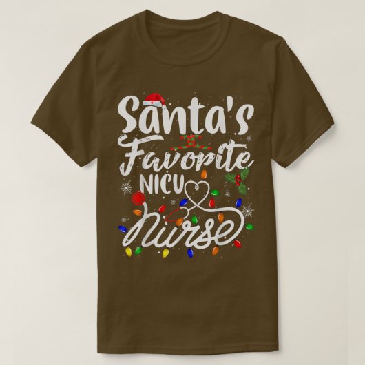 Santa's favoriete zuster Xmas Light Santa Hat Merr T-shirt (Design voorkant)