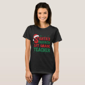 Santa's Favorite 1st Grade Teacher Christmas Holid T-shirt (Voorkant volledig)