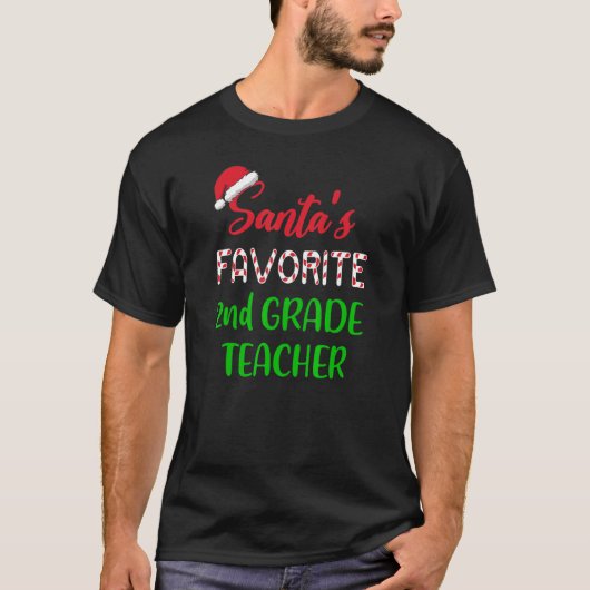 Santas Favorite 2nd Grade Teacher     Chritsmas T-shirt (Voorkant)