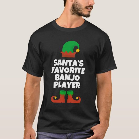 Santa'S Favorite Banjo Player Funny Christmas Gift T-shirt (Voorkant)