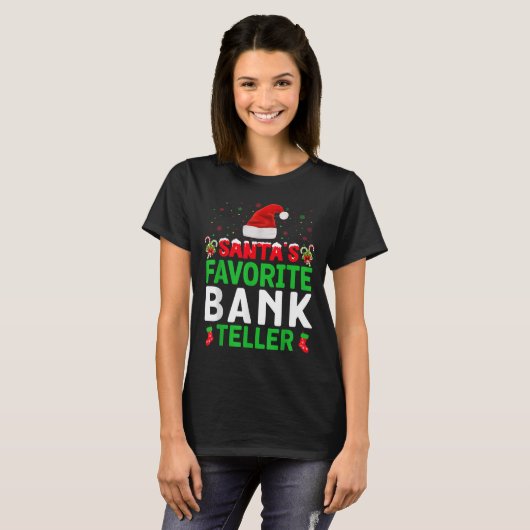 Santa's Favorite Bank Teller Christmas Matching Co T-shirt (Voorkant volledig)