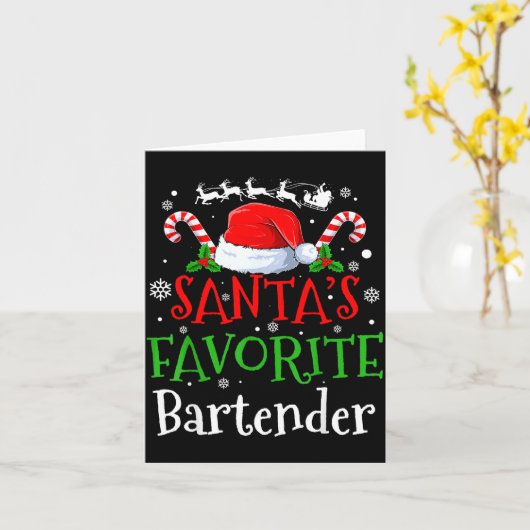 Santa's Favorite Bartender Christmas Party  Kaart (Gele Bloem)