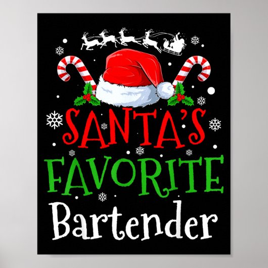 Santa's Favorite Bartender Christmas Party Poster (Voorkant)