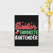 Santa's Favorite Bartender T Shirt Cute Xmas Party Kaart (Gele Bloem)