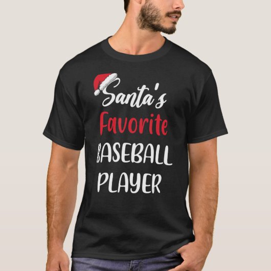 Santas Favorite Baseball Player   Christmas Baseba T-shirt (Voorkant)