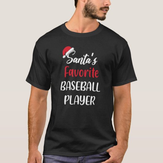 Santas Favorite Baseball Player Gift Christmas Bas T-shirt (Voorkant)