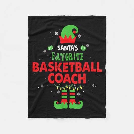 Santa's Favorite Basketball Coach Funny Elf Family Fleece Deken (Voorkant)