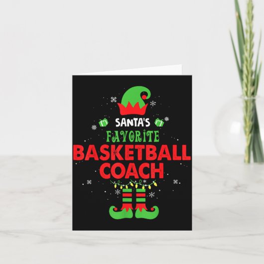 Santa's Favorite Basketball Coach Funny Elf Family Kaart (Voorkant)