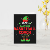 Santa's Favorite Basketball Coach Funny Elf Family Kaart (Gele Bloem)