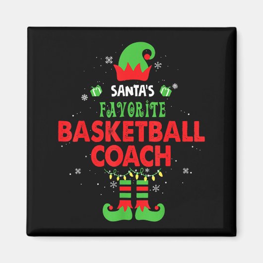 Santa's Favorite Basketball Coach Funny Elf Family Magneet (Voorkant)