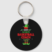 Santa's Favorite Basketball Coach Funny Elf Family Sleutelhanger (Voorkant)
