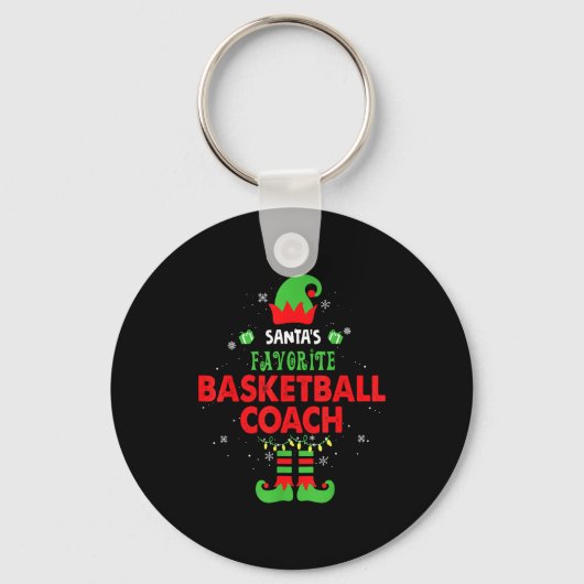 Santa's Favorite Basketball Coach Funny Elf Family Sleutelhanger (Voorkant)