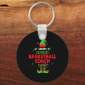 Santa's Favorite Basketball Coach Funny Elf Family Sleutelhanger (Voorkant)