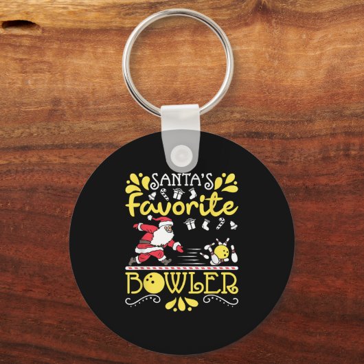 Santa's Favorite Bowler Santa Claus Bowling Christ Sleutelhanger (Voorkant)