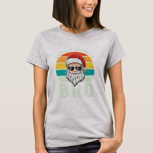 Santa's Favorite Bro Brother Boys Funny Christmas T-shirt (Voorkant)
