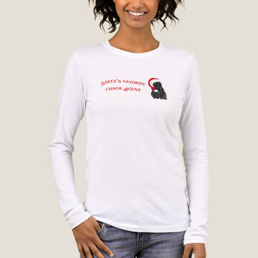 Santa's Favorite Chaos Agent Black Cat Christmas Tri-Blend Shirt (Voorkant volledig)