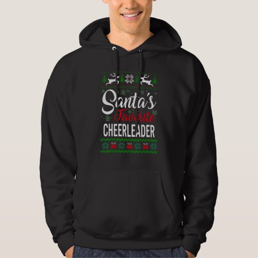 Santa's Favorite Cheerleader Christmas Ugly Sweate Hoodie (Voorkant)
