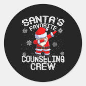 Santa's Favorite Counseling Crew Christmas  Ronde Sticker (Voorkant)