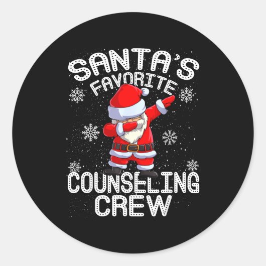 Santa's Favorite Counseling Crew Christmas  Ronde Sticker (Voorkant)