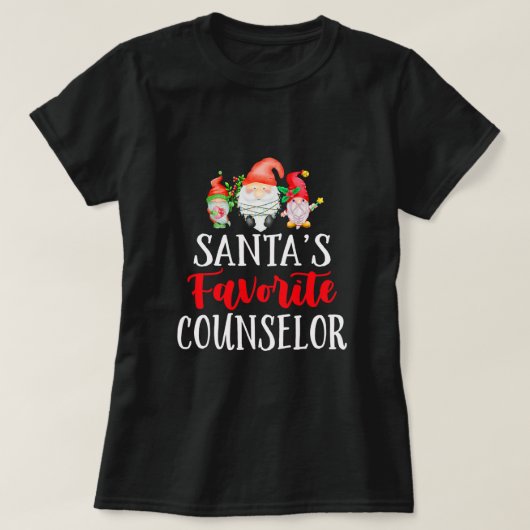 Santa's Favorite Counselor Christmas Gnome Santa C T-shirt (Design voorkant)