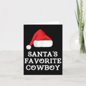 Santa's Favorite Cowboy Christmas Hat Funny Xmas  Kaart (Voorkant)