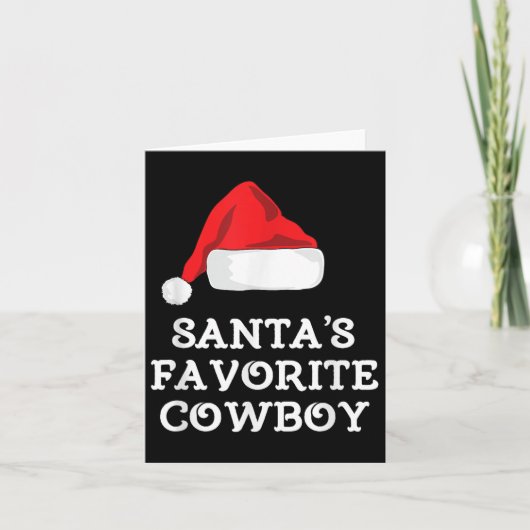 Santa's Favorite Cowboy Christmas Hat Funny Xmas  Kaart (Voorkant)