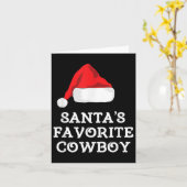 Santa's Favorite Cowboy Christmas Hat Funny Xmas  Kaart (Gele Bloem)