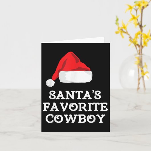 Santa's Favorite Cowboy Christmas Hat Funny Xmas  Kaart (Gele Bloem)