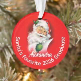 Santa's Favorite Custom Class of 2026 Graduate Ornament