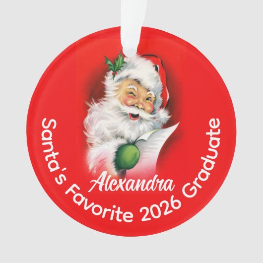 Santa's Favorite Custom Class of 2026 Graduate Ornament (voorkant)
