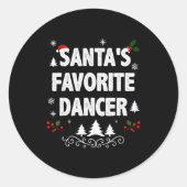 Santa's Favorite Dancer Funny Holiday Christmas Pa Ronde Sticker (Voorkant)
