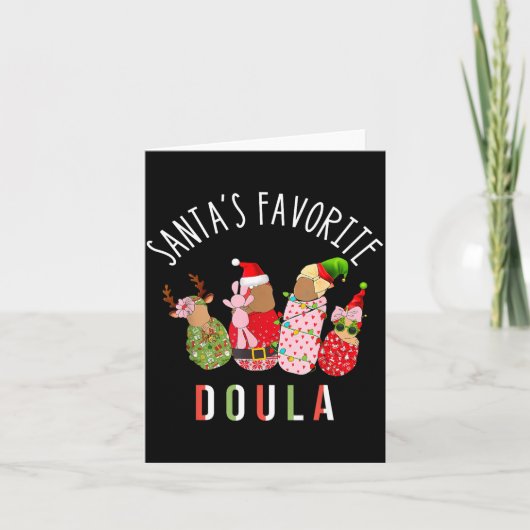 Santa's Favorite Doula Nurse Christmas Stpartum Mi Kaart (Voorkant)
