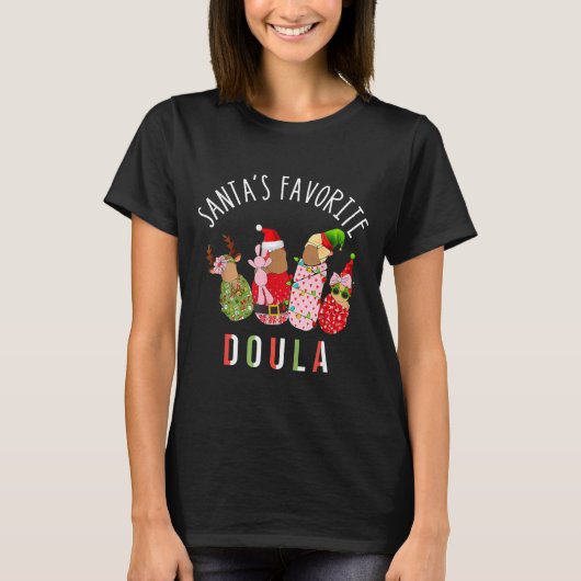 Santa's Favorite Doula Nurse Christmas Stpartum Mi T-shirt (Voorkant)
