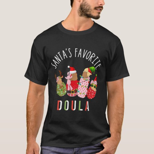 Santa's Favorite Doula Nurse Christmas Stpartum Mi T-shirt (Voorkant)