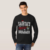 Santas Favorite Drummer Pajamas Christmas  T-shirt (Voorkant volledig)