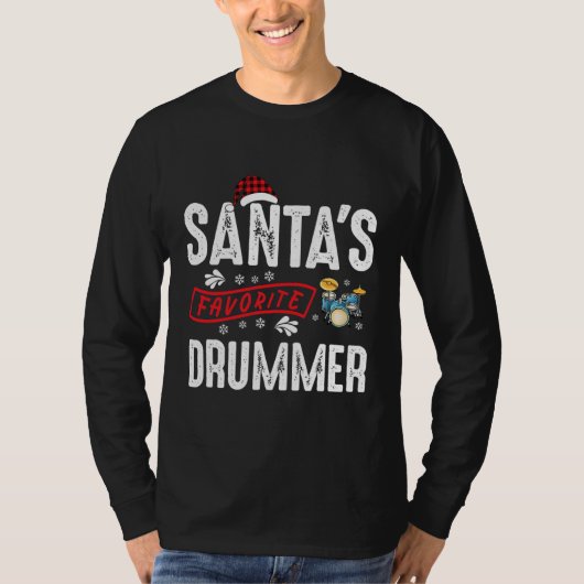 Santas Favorite Drummer Pajamas Christmas  T-shirt (Voorkant)