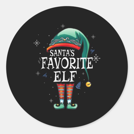Santa's Favorite Elf The Matching Elf Family For C Ronde Sticker (Voorkant)