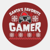Santa's Favorite Gamer Controller Christmas Gaming Ronde Sticker (Voorkant)